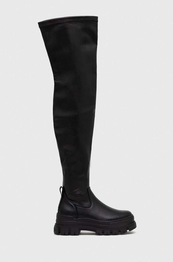Buffalo Elegantni škornji Buffalo Aspha Stretch Overknee ženski, črna barva