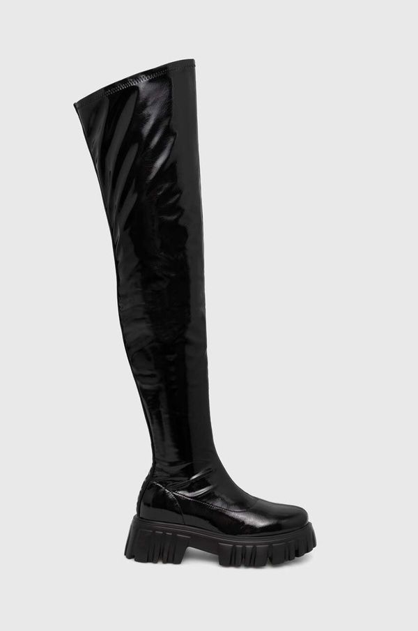 Buffalo Elegantni škornji Buffalo Lion Overknee ženski, črna barva, 1220020