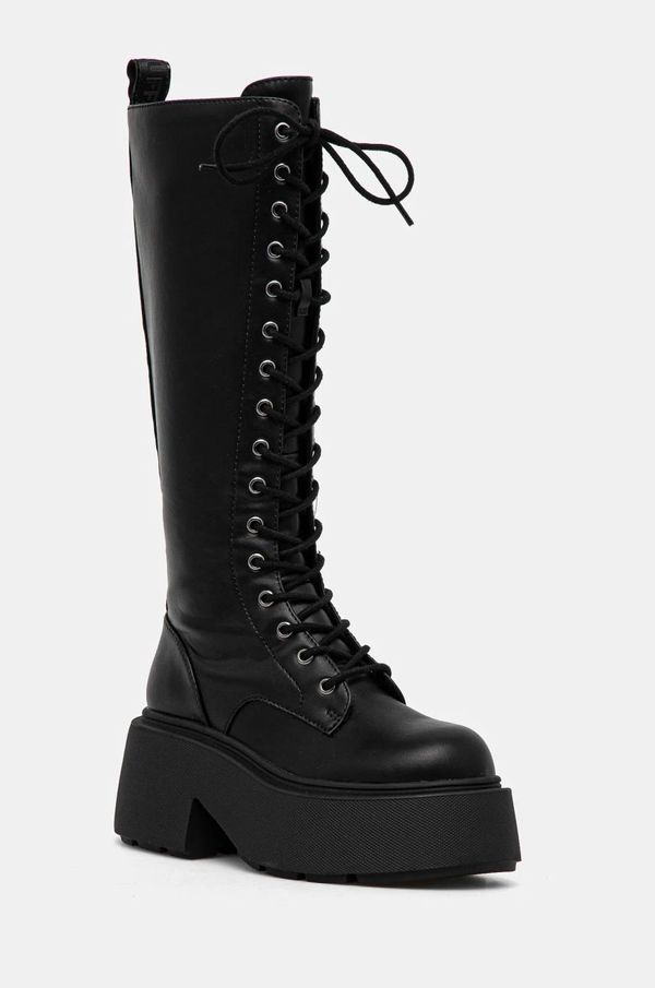 Buffalo Elegantni škornji Buffalo Vicious Lace Up Hi ženski, črna barva, 1622482-BLK