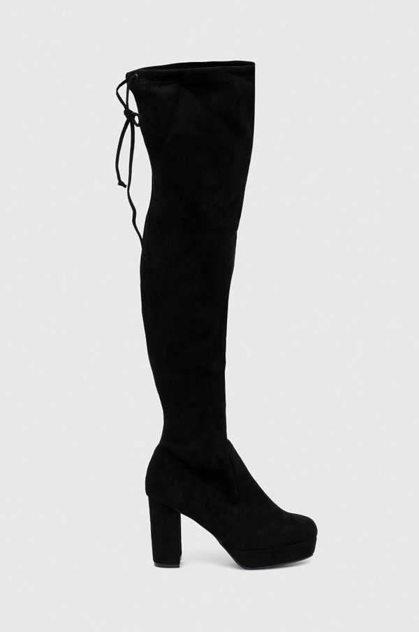 Answear Lab Elegantni škornji iz semiša Answear Lab ženski, črna barva