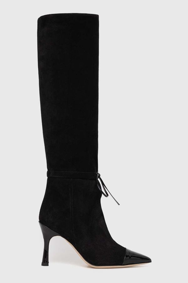 Custommade Elegantni škornji iz semiša Custommade Alaja ženski, črna barva, 999621072
