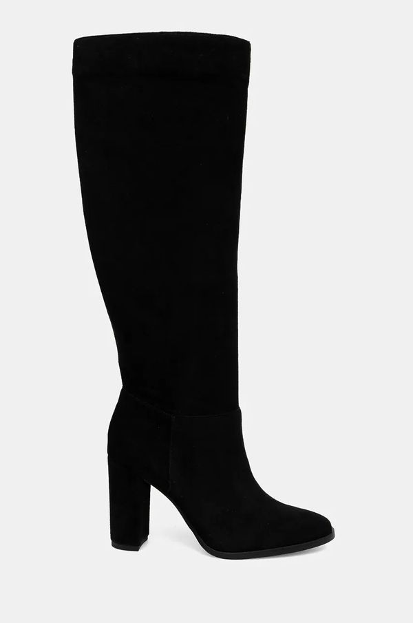 Lauren Ralph Lauren Elegantni škornji iz semiša Lauren Ralph Lauren Artizan Tall ženski, črna barva, 802937807001