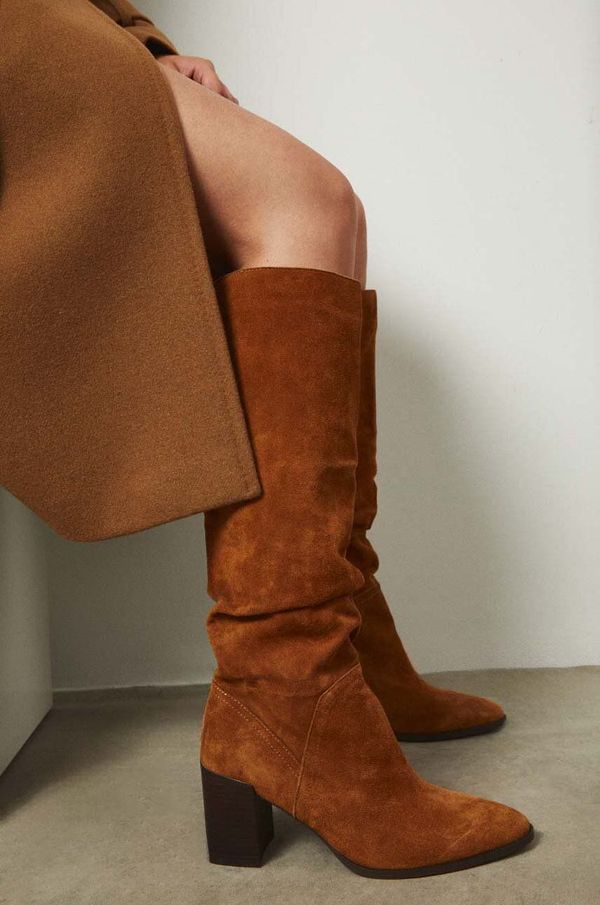 Medicine Elegantni škornji iz semiša Medicine rjava barva