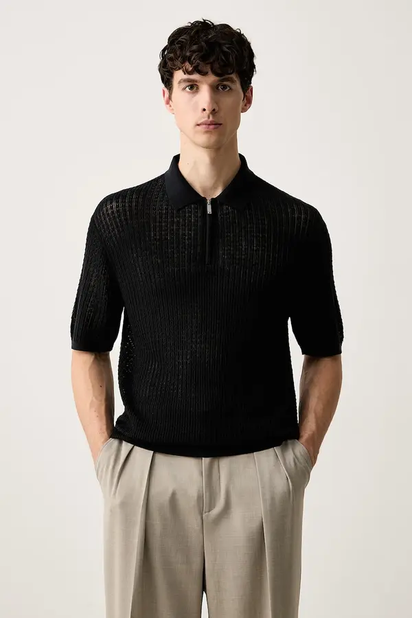 Emporio Armani Emporio Armani pletena polo majica moška z lyocellom