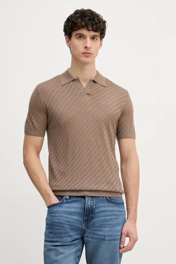 Emporio Armani Emporio Armani pletena polo majica moška z volno
