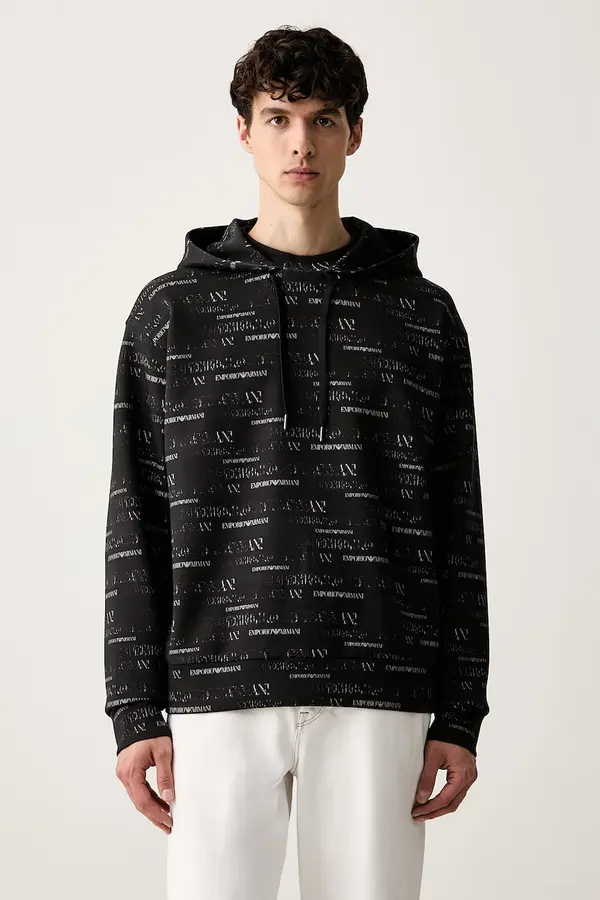 Emporio Armani Emporio Armani pulover s kapuco moški z bombažem