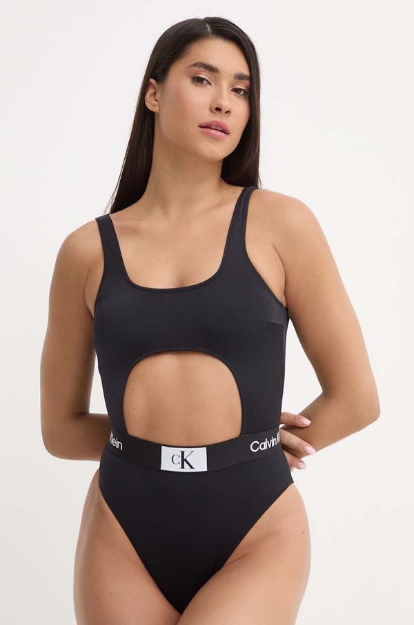 Calvin Klein Enodelne kopalke Calvin Klein črna barva, KW0KW02357