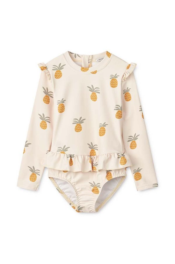 Liewood Enodelne otroške kopalke Liewood Sille Printed Swimsuit rumena barva