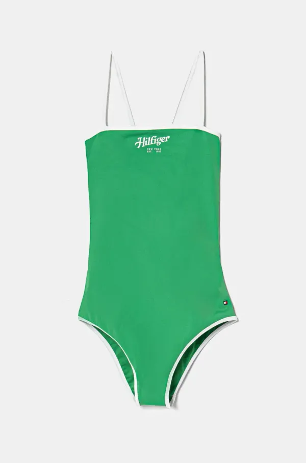 Tommy Hilfiger Enodelne otroške kopalke Tommy Hilfiger zelena barva, UG0UG00791