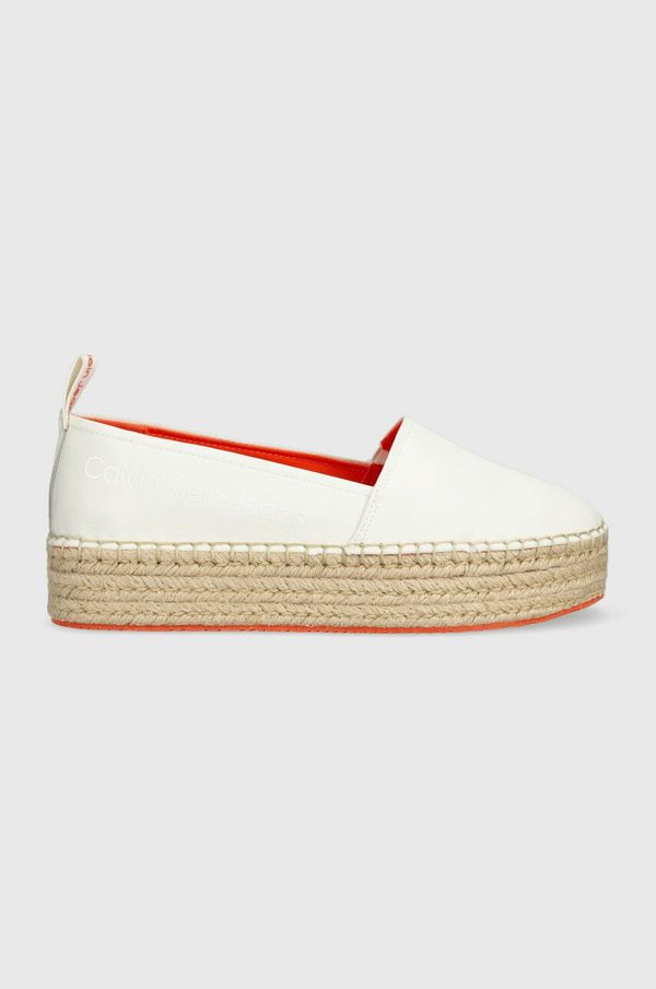 Calvin Klein Jeans Espadrile Calvin Klein Jeans FLATFORM ESPADRILLE SOFT NY bela barva, YW0YW00989