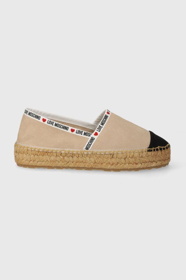 Love Moschino Espadrile iz semiša Love Moschino bež barva, JA10553G0IIG0131