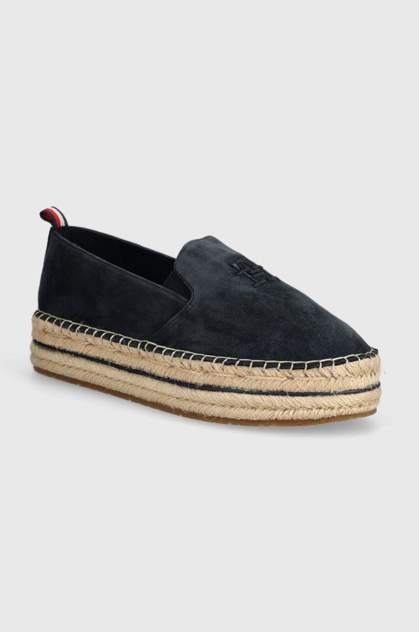 Tommy Hilfiger Espadrile iz semiša Tommy Hilfiger TH EMBROIDERED SUEDE FLATFORM mornarsko modra barva, FW0FW07695