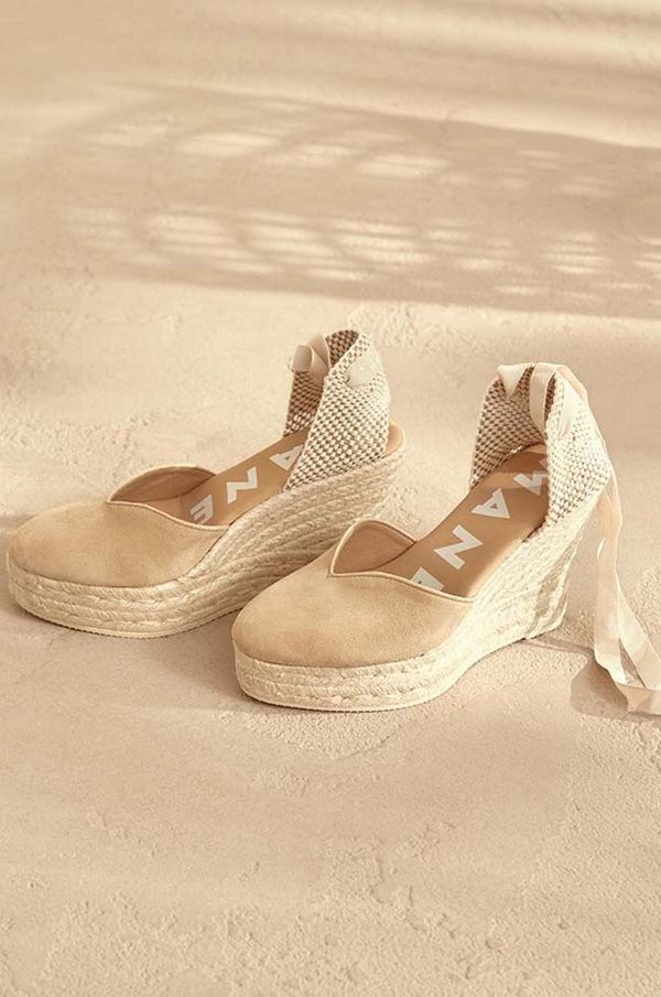 Manebi Espadrile Manebi Hamptons Heart-Shaped Wedge Espadrilles bež barva, M 1.1 WH