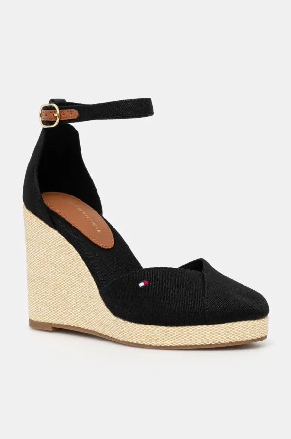 Tommy Hilfiger Espadrile Tommy Hilfiger FLAG HIGH WEDGE ESPAD CLOSED TOE črna barva, FW0FW08494