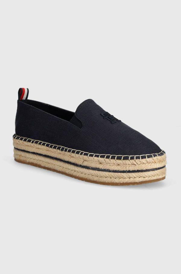 Tommy Hilfiger Espadrile Tommy Hilfiger TH EMBROIDERED CANVAS FLATFORM mornarsko modra barva, FW0FW07696