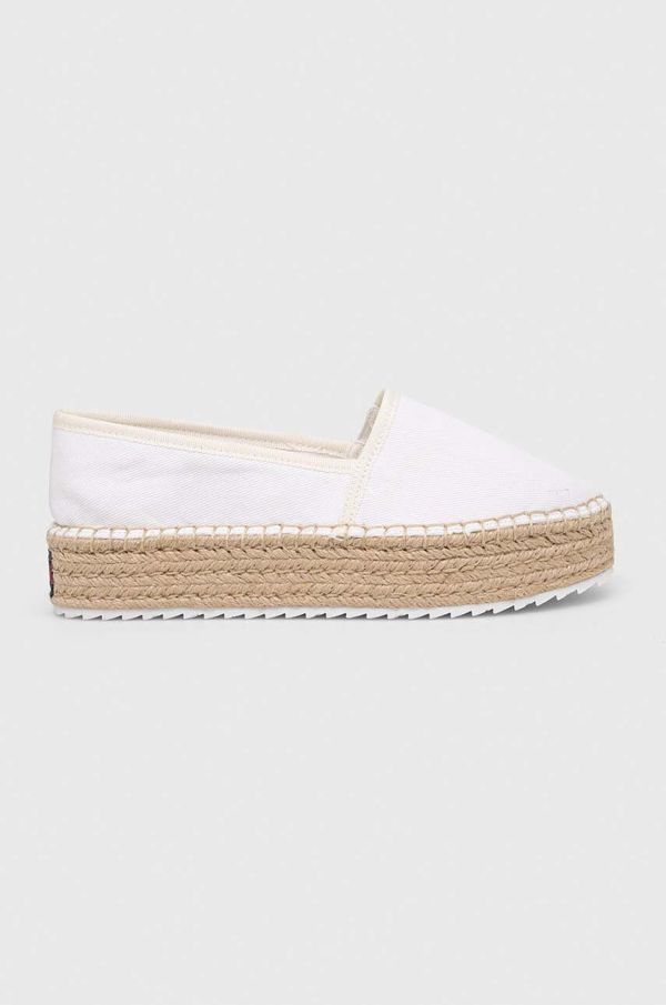 Tommy Jeans Espadrile Tommy Jeans FLATFORM ESPADRILLE bela barva, EN0EN02078