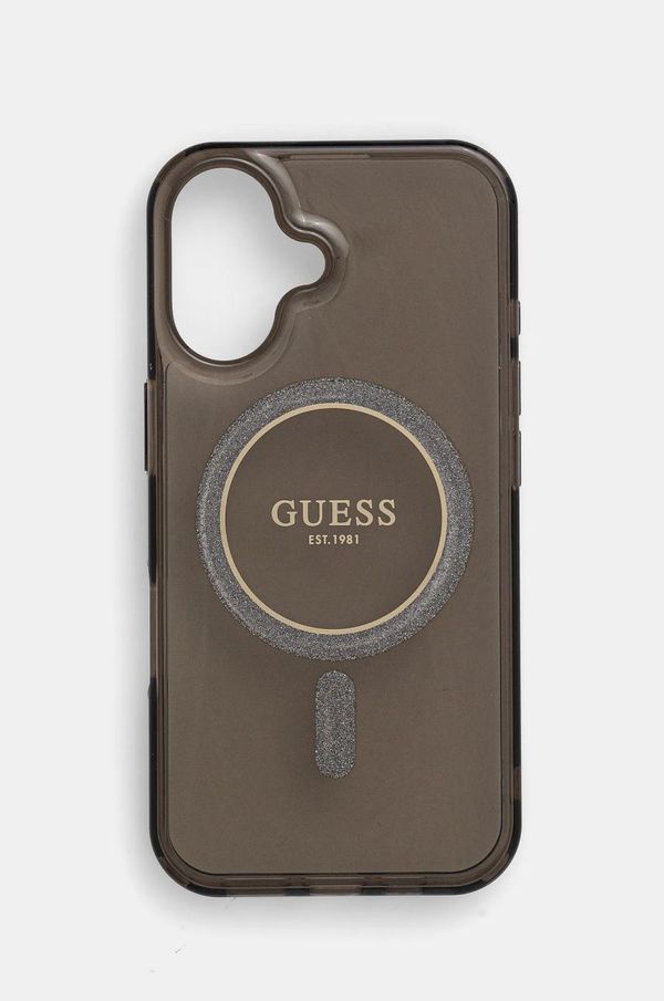 Guess Etui za telefon Guess iPhone 16 6.1 črna barva, GUHMP16SHFGEREK