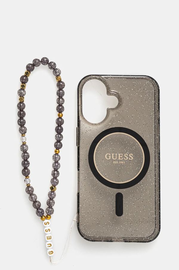 Guess Etui za telefon Guess iPhone 16 6.1 črna barva, GUHMP16SHGCRELSK