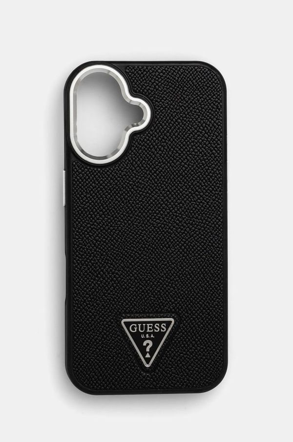 Guess Etui za telefon Guess iPhone 16 6.1 črna barva, GUHMP16SPGTSPSK