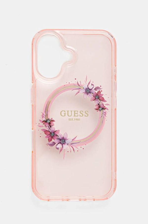 Guess Etui za telefon Guess iPhone 16 6.1 roza barva, GUHMP16SHFWFCP