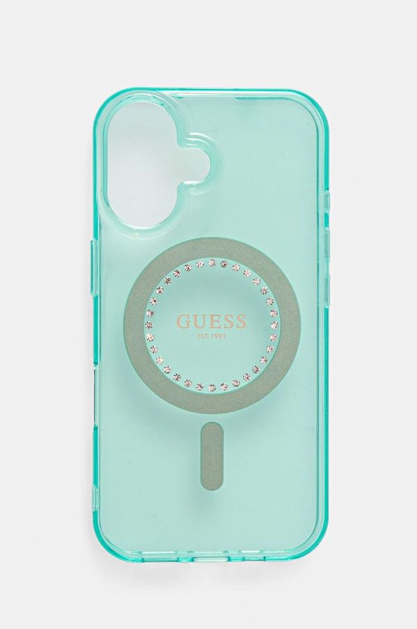 Guess Etui za telefon Guess iPhone 16 6.1 turkizna barva, GUHMP16SPFTDTEN