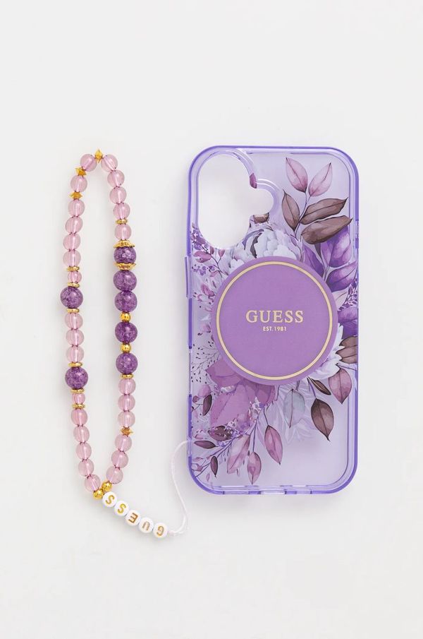 Guess Etui za telefon Guess iPhone 16 6.1 vijolična barva, GUHMP16SHFWBRCESU