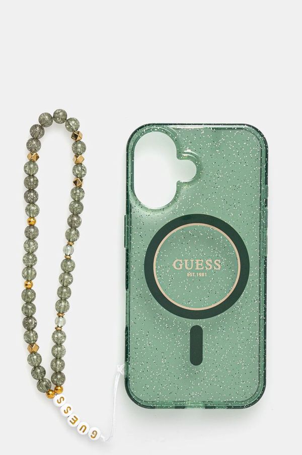 Guess Etui za telefon Guess iPhone 16 6.1 zelena barva, GUHMP16SHGCRELSA