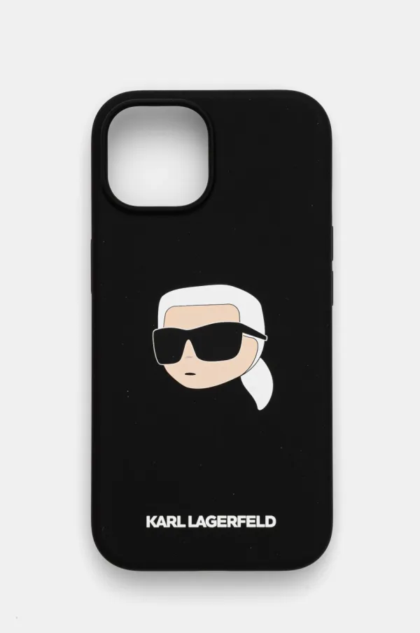Karl Lagerfeld Etui za telefon Karl Lagerfeld iPhone 15 6.1 črna barva, KLHMP15SSKHPPLK