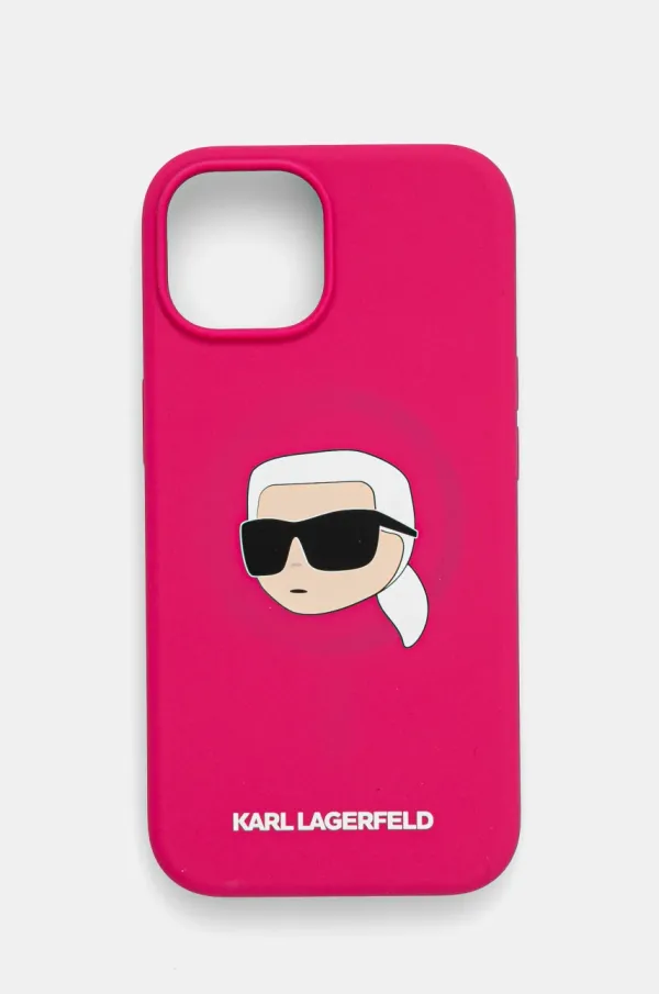 Karl Lagerfeld Etui za telefon Karl Lagerfeld iPhone 15 6.1 roza barva, KLHMP15SSKHPPLF