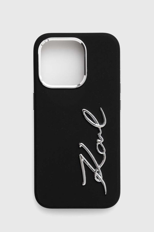 Karl Lagerfeld Etui za telefon Karl Lagerfeld iPhone 15 Pro 6.1 črna barva, KLHCP15LSCMSMVK