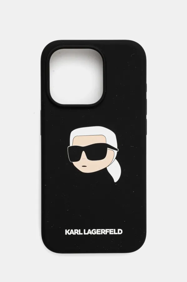 Karl Lagerfeld Etui za telefon Karl Lagerfeld iPhone 15 Pro 6.1 črna barva, KLHMP15LSKHPPLK