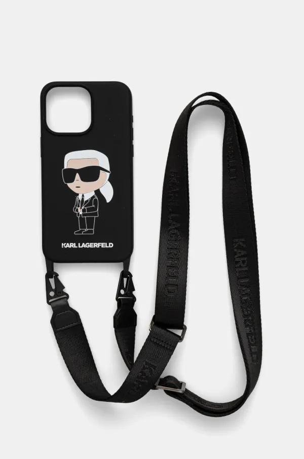 Karl Lagerfeld Etui za telefon Karl Lagerfeld iPhone 15 Pro Max 6.7 črna barva, KLHCP15XSCBSKNK