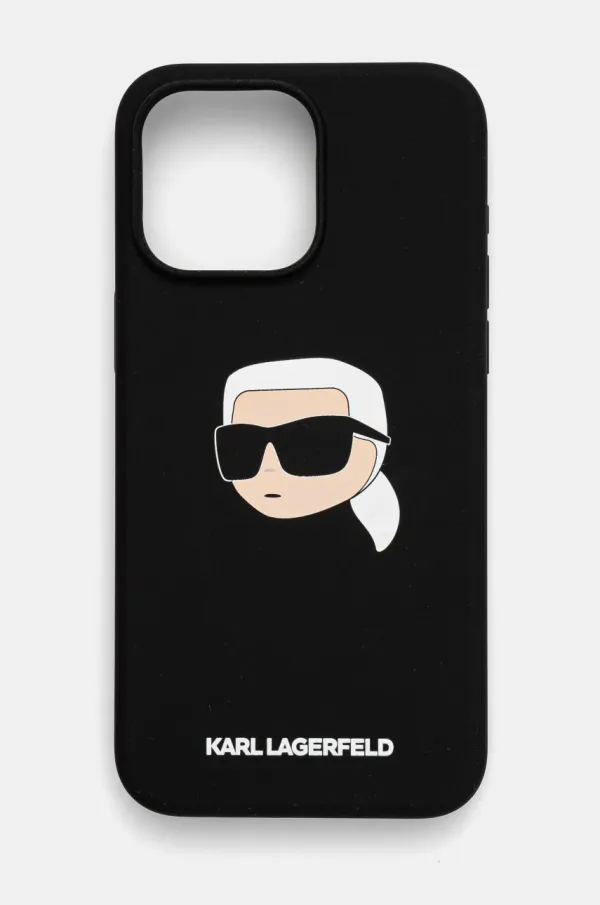 Karl Lagerfeld Etui za telefon Karl Lagerfeld iPhone 15 Pro Max 6.7 črna barva, KLHMP15XSKHPPLK