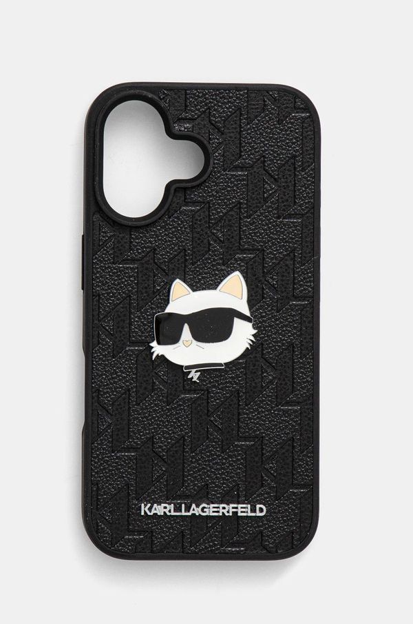 Karl Lagerfeld Etui za telefon Karl Lagerfeld iPhone 16 6.1 črna barva, KLHCP16SPGKLCHPK