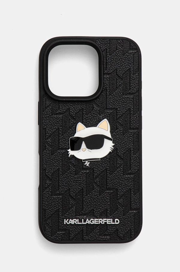 Karl Lagerfeld Etui za telefon Karl Lagerfeld iPhone 16 Pro 6.3 črna barva, KLHCP16LPGKLCHPK