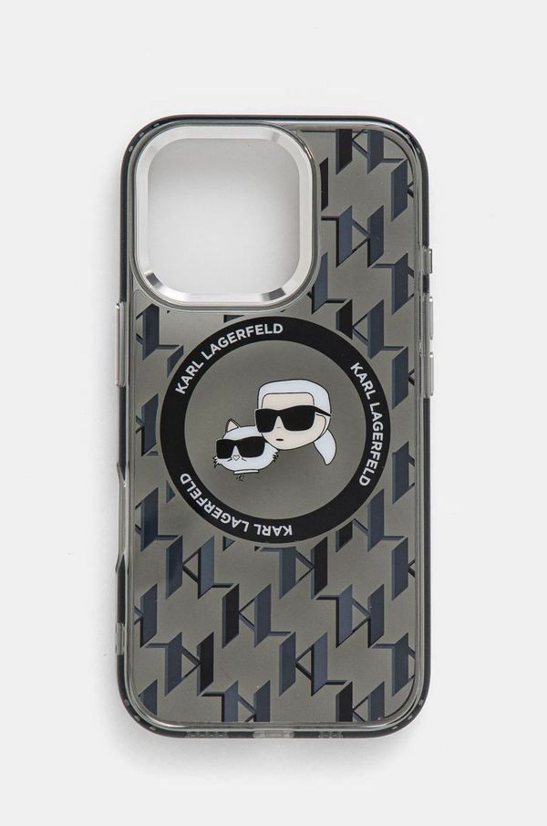 Karl Lagerfeld Etui za telefon Karl Lagerfeld iPhone 16 Pro 6.3 črna barva, KLHMP16LHMCKMHK