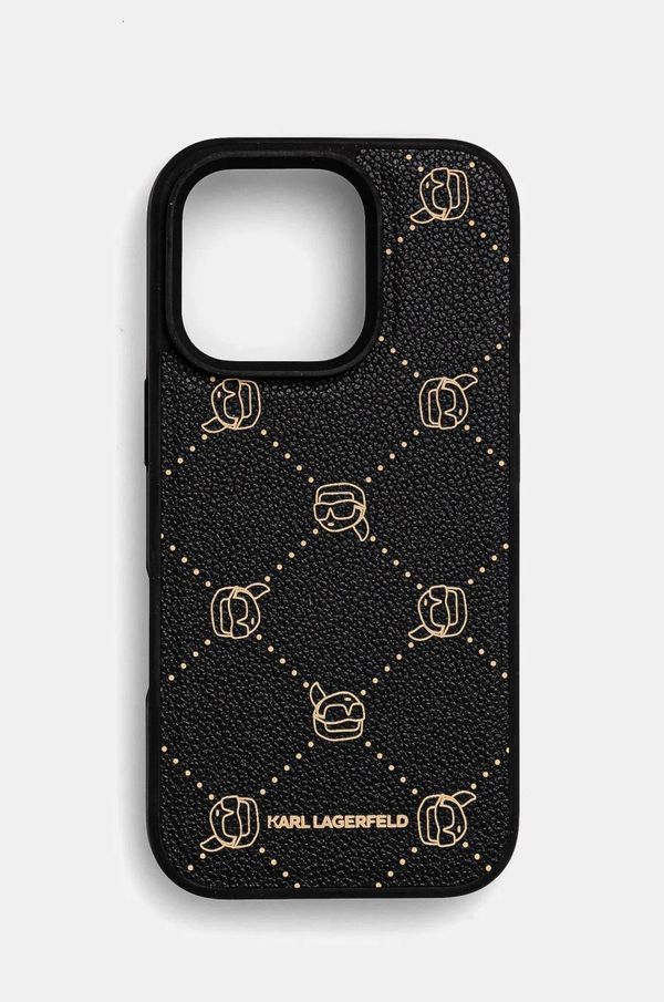 Karl Lagerfeld Etui za telefon Karl Lagerfeld iPhone 16 Pro 6.3 črna barva, KLHMP16LPGKHPHK