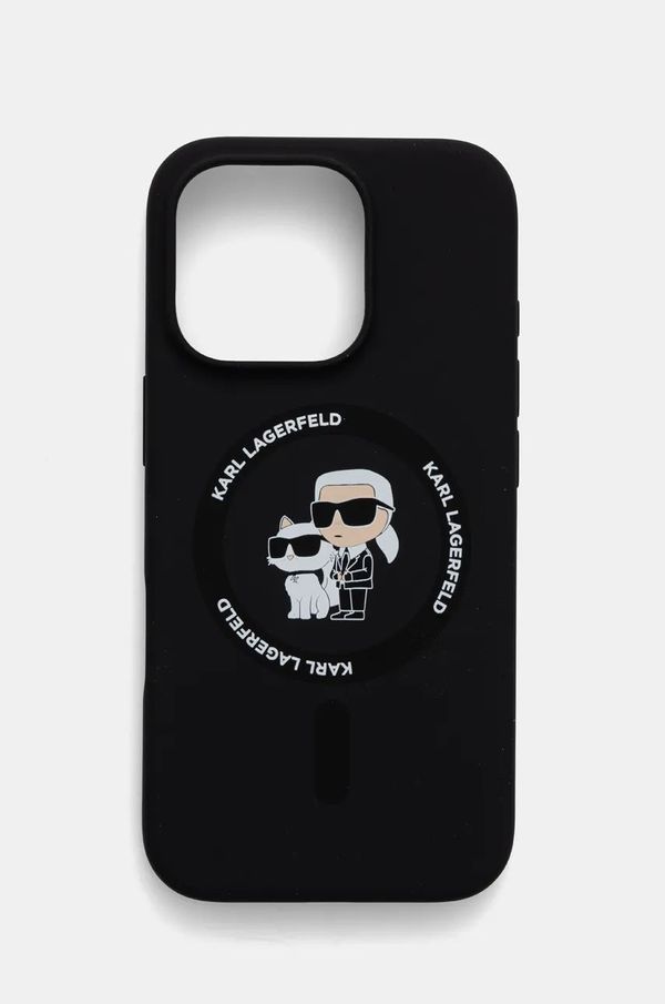 Karl Lagerfeld Etui za telefon Karl Lagerfeld iPhone 16 Pro 6.3 črna barva, KLHMP16LSCMKCRHK