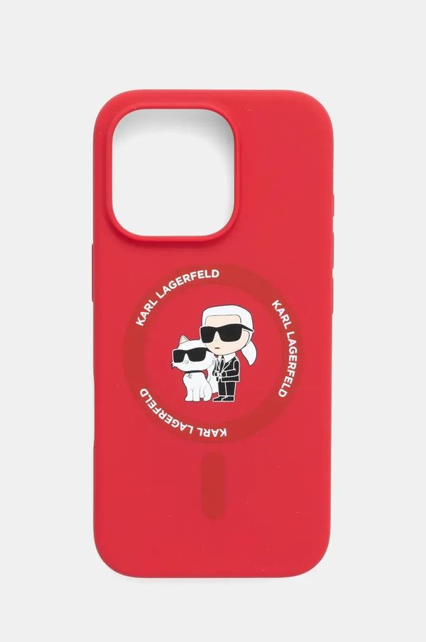 Karl Lagerfeld Etui za telefon Karl Lagerfeld iPhone 16 Pro 6.3 rdeča barva, KLHMP16LSCMKCRHR