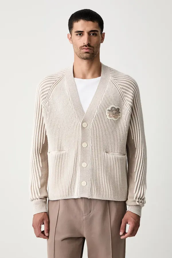 Filling Pieces Filling Pieces kardigan moški z dodatkom volne Knit Cardigan