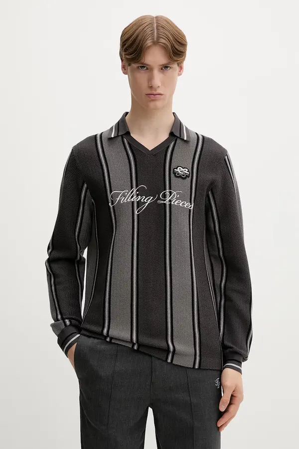 Filling Pieces Filling Pieces pulover moški z viskozo Knit Football Jersey