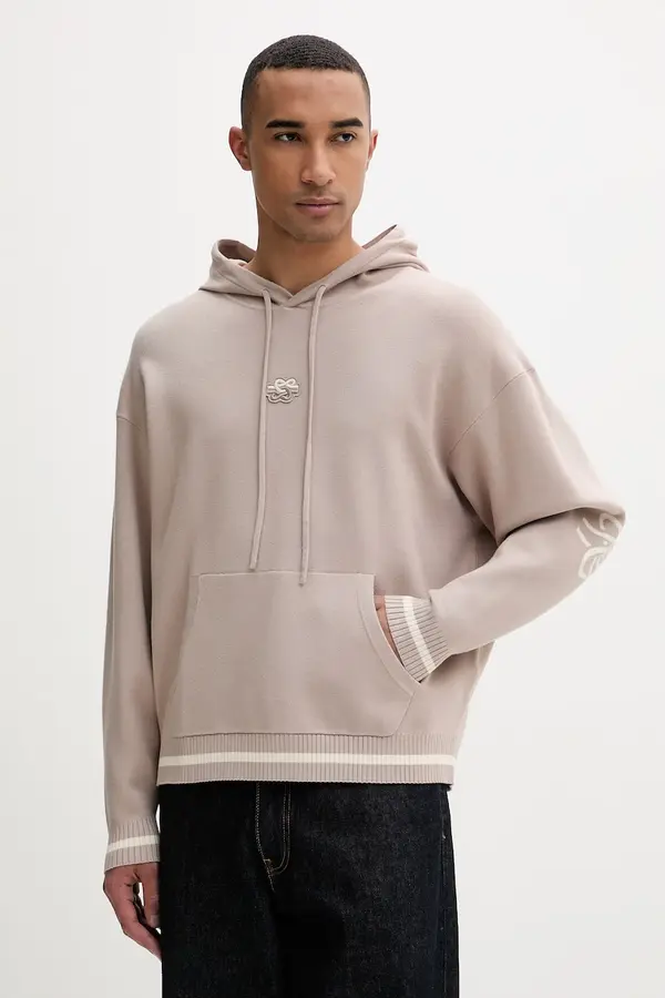 Filling Pieces Filling Pieces pulover s kapuco moški z viskozo Knit Hoodie
