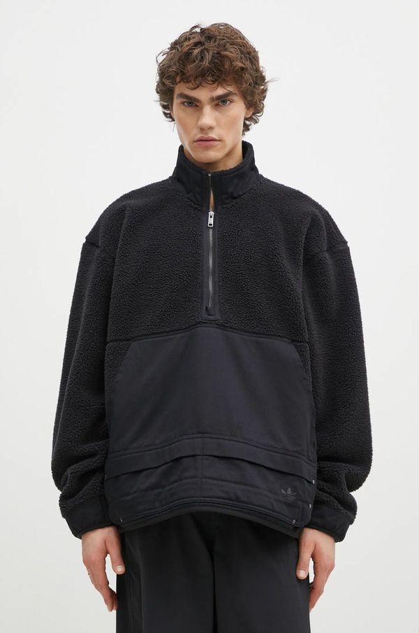 adidas Originals Flis pulover adidas Originals Essential črna barva, JC9596