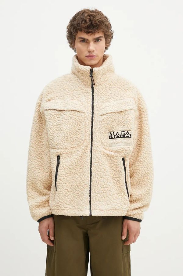 Napapijri Flis pulover Napapijri T-Jaman Fz bež barva, NP0A4HZNN1J1