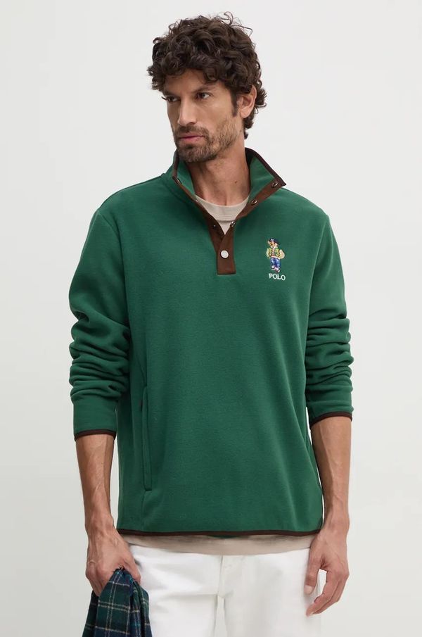 Polo Ralph Lauren Flis pulover Polo Ralph Lauren zelena barva