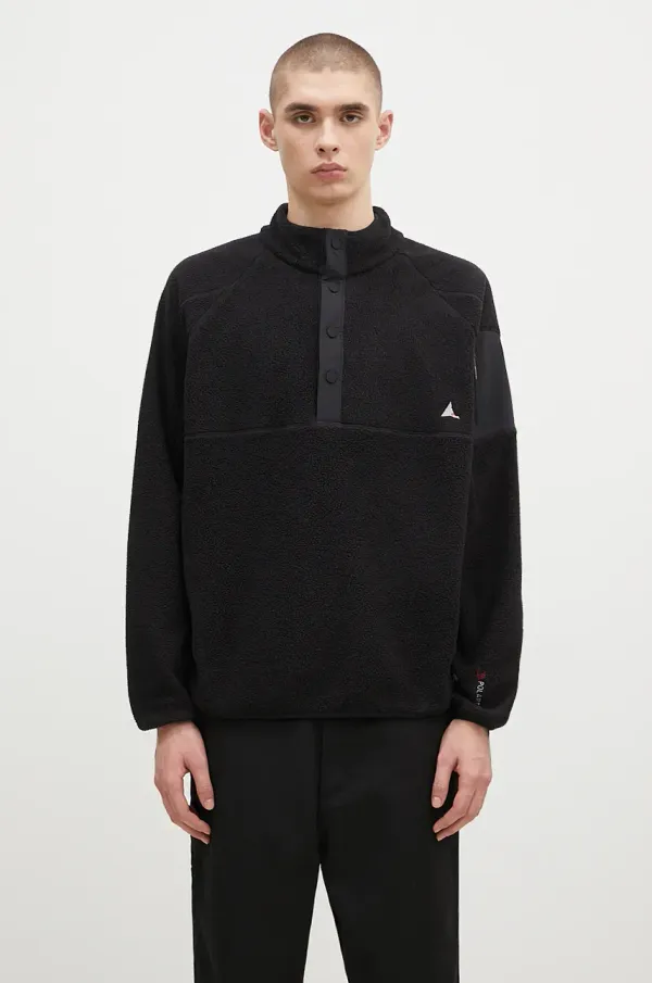 ROA Flis pulover ROA Polartec Fleece Button Up črna barva, RBMW0245FA191