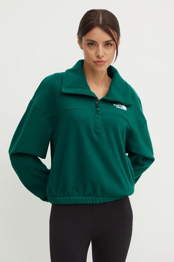 The North Face Flis pulover The North Face 100 Glacier Half Zip Fleece zelena barva, NF0A89J9NL11