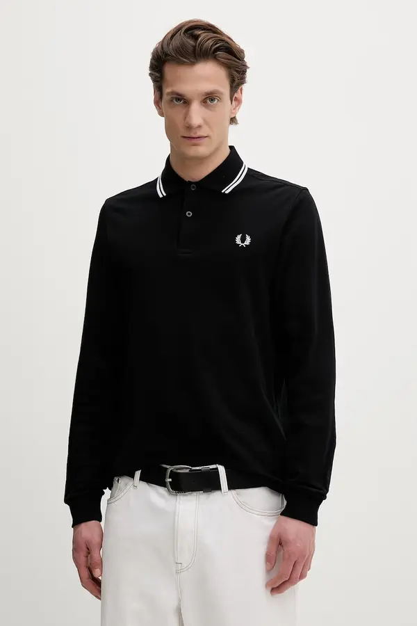 Fred Perry Fred Perry Bombažna majica z dolgimi rokavi Fred Perry