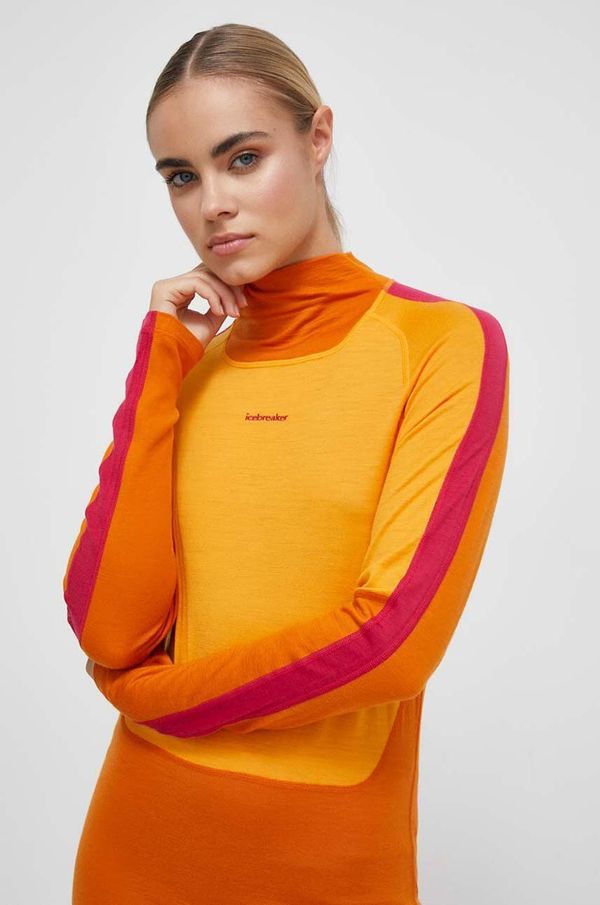 Icebreaker Funkcionalna majica z dolgimi rokavi Icebreaker 200 Oasis oranžna barva