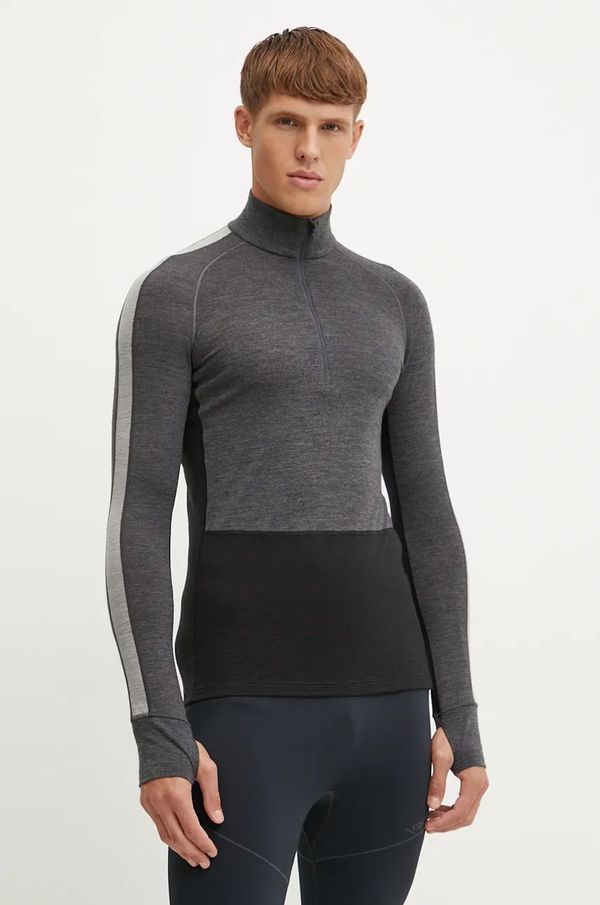 Icebreaker Funkcionalna majica z dolgimi rokavi Icebreaker Merino 200 ZoneKnit črna barva, IBBA56H95851